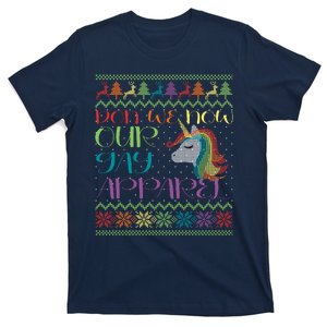 Gay With Rainbow Unicorn Christmas T-Shirt