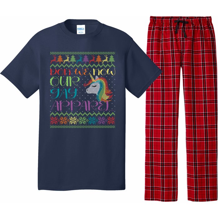 Gay With Rainbow Unicorn Christmas Pajama Set