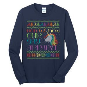 Gay With Rainbow Unicorn Christmas Tall Long Sleeve T-Shirt