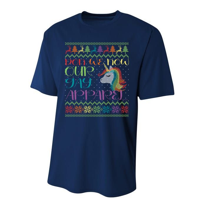 Gay With Rainbow Unicorn Christmas Performance Sprint T-Shirt