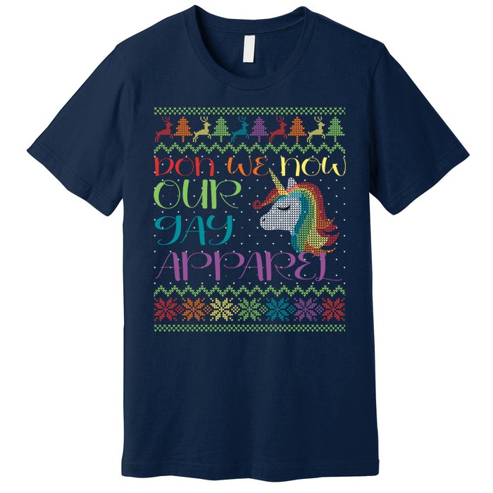 Gay With Rainbow Unicorn Christmas Premium T-Shirt