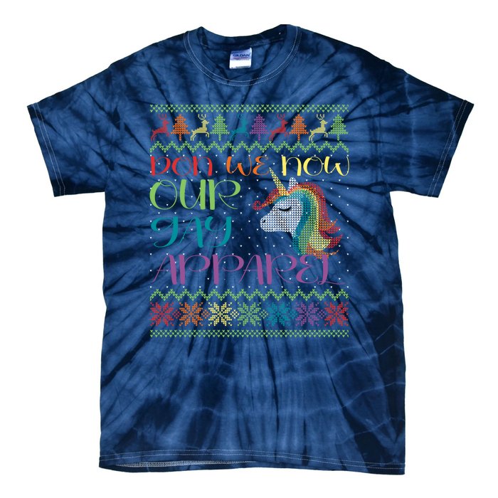 Gay With Rainbow Unicorn Christmas Tie-Dye T-Shirt