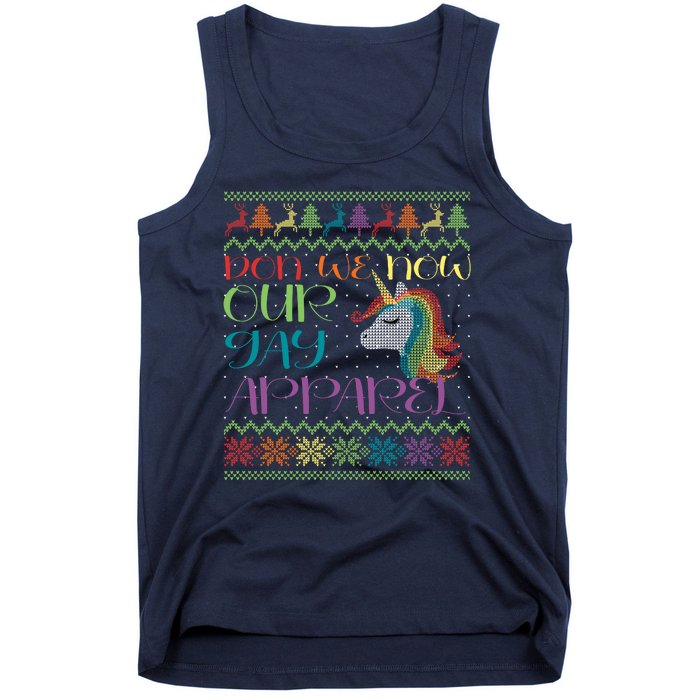 Gay With Rainbow Unicorn Christmas Tank Top