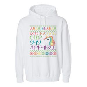 Gay With Rainbow Unicorn Christmas Garment-Dyed Fleece Hoodie