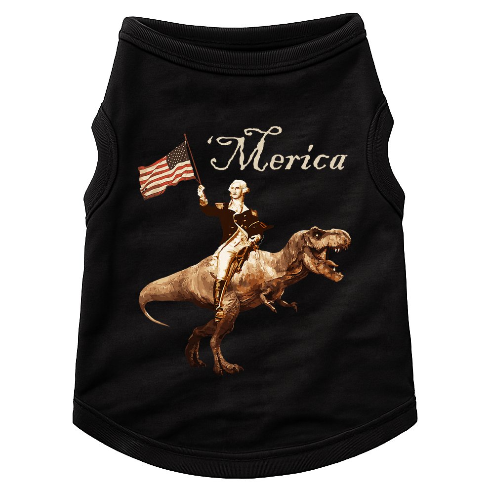 George Washington Riding A Tyrannosaurus Rex Merica Doggie Tank