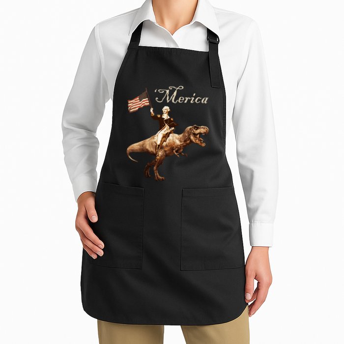 George Washington Riding A Tyrannosaurus Rex Merica Apron