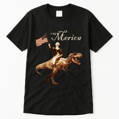 George Washington Riding A Tyrannosaurus Rex Merica Tall T-Shirt
