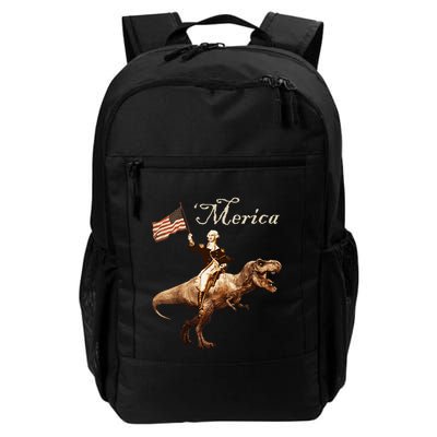 George Washington Riding A Tyrannosaurus Rex Merica Backpack