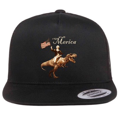 George Washington Riding A Tyrannosaurus Rex Merica Flatbill Hat
