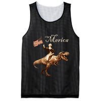 George Washington Riding A Tyrannosaurus Rex Merica Mesh Reversible Basketball Jersey Tank