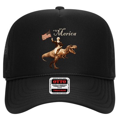 George Washington Riding A Tyrannosaurus Rex Merica Trucker Hat
