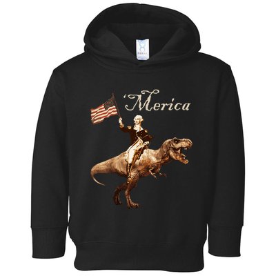 George Washington Riding A Tyrannosaurus Rex Merica Toddler Hoodie