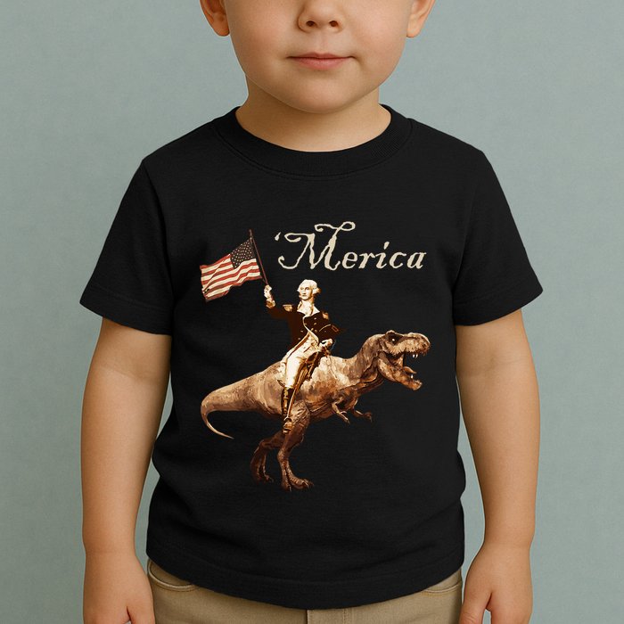 George Washington Riding A Tyrannosaurus Rex Merica Toddler T-Shirt