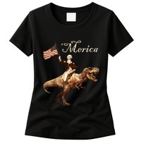 George Washington Riding A Tyrannosaurus Rex Merica Womens T-Shirt