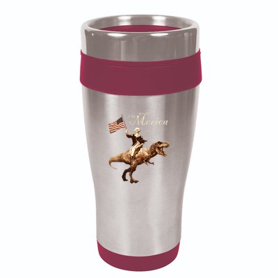 George Washington Riding A Tyrannosaurus Rex Merica 16oz Travel Tumbler
