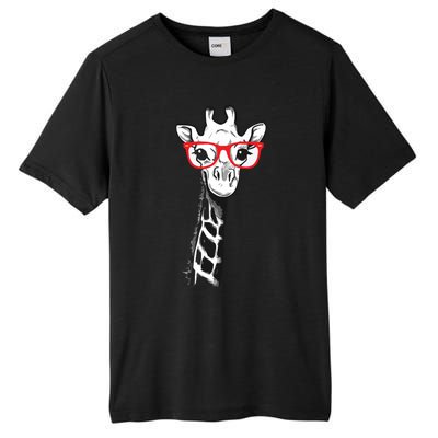 Giraffe With Red Glasses Gift For Zoo Animal Lovers Tall Fusion ChromaSoft Performance T-Shirt