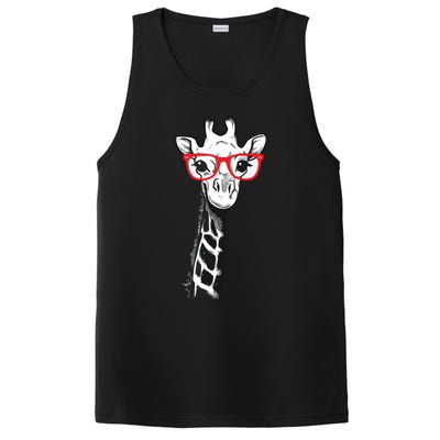 Giraffe With Red Glasses Gift For Zoo Animal Lovers PosiCharge Competitor Tank