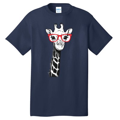 Giraffe With Red Glasses Gift For Zoo Animal Lovers Tall T-Shirt