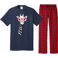 Giraffe With Red Glasses Gift For Zoo Animal Lovers Pajama Set