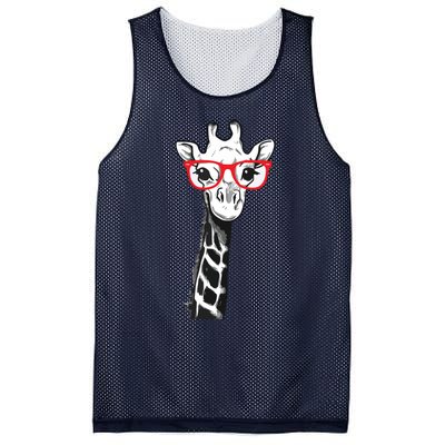 Giraffe With Red Glasses Gift For Zoo Animal Lovers Mesh Reversible Basketball Jersey Tank