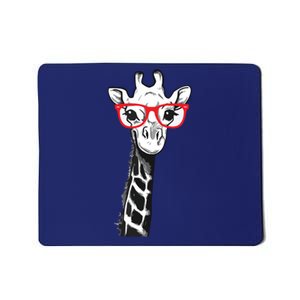 Giraffe With Red Glasses Gift For Zoo Animal Lovers Mousepad