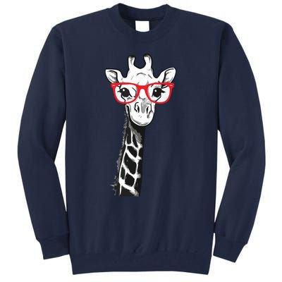 Giraffe With Red Glasses Gift For Zoo Animal Lovers Tall Sweatshirt