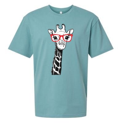 Giraffe With Red Glasses Gift For Zoo Animal Lovers Sueded Cloud Jersey T-Shirt