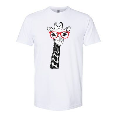 Giraffe With Red Glasses Gift For Zoo Animal Lovers Softstyle CVC T-Shirt