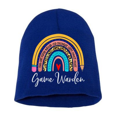 Game Warden Rainbow Leopard Travel And Tourism Funny Gift Short Acrylic Beanie