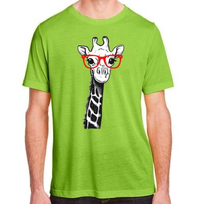 Giraffe With Red Glasses Gift For Zoo Animal Lovers Gift Adult ChromaSoft Performance T-Shirt