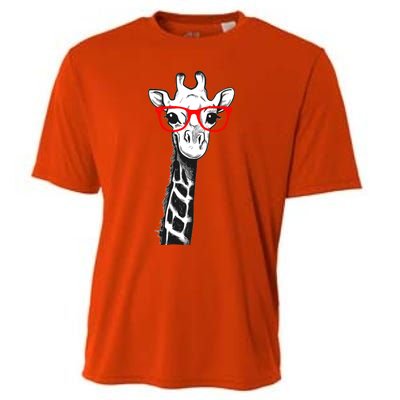 Giraffe With Red Glasses Gift For Zoo Animal Lovers Gift Cooling Performance Crew T-Shirt