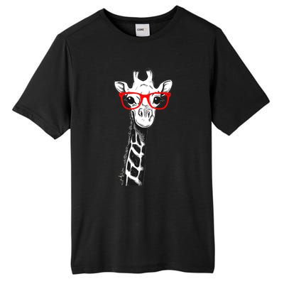 Giraffe With Red Glasses Gift For Zoo Animal Lovers Gift Tall Fusion ChromaSoft Performance T-Shirt