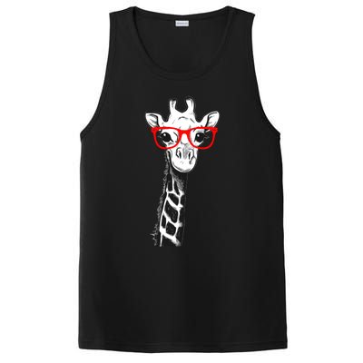 Giraffe With Red Glasses Gift For Zoo Animal Lovers Gift PosiCharge Competitor Tank