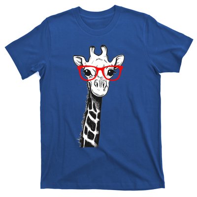 Giraffe With Red Glasses Gift For Zoo Animal Lovers Gift T-Shirt