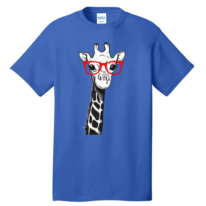 Giraffe With Red Glasses Gift For Zoo Animal Lovers Gift Tall T-Shirt