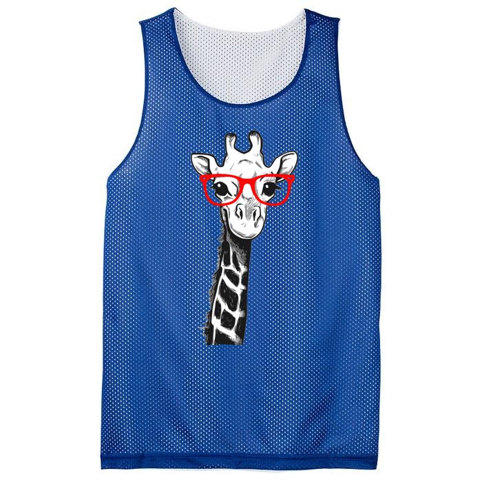 Giraffe With Red Glasses Gift For Zoo Animal Lovers Gift Mesh Reversible Basketball Jersey Tank