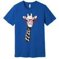 Giraffe With Red Glasses Gift For Zoo Animal Lovers Gift Premium T-Shirt