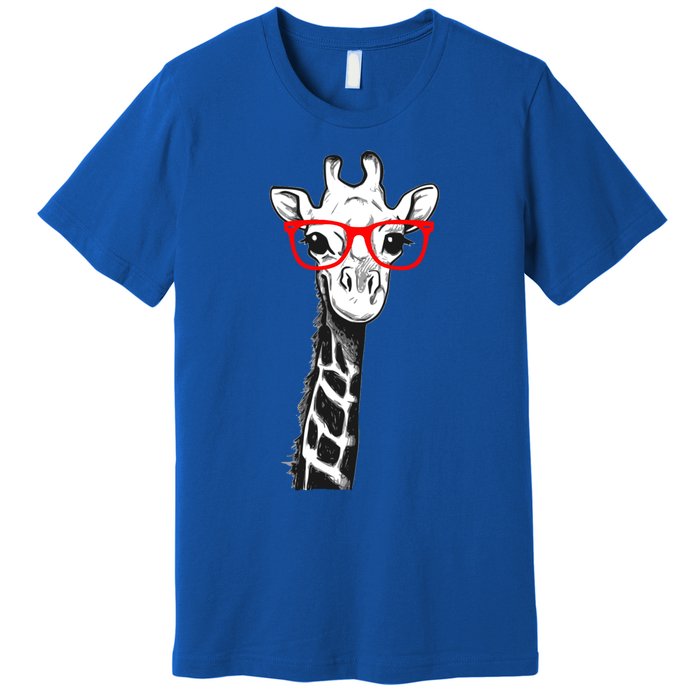 Giraffe With Red Glasses Gift For Zoo Animal Lovers Gift Premium T-Shirt