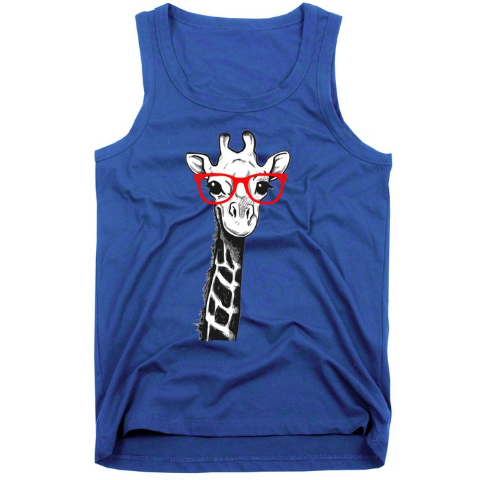 Giraffe With Red Glasses Gift For Zoo Animal Lovers Gift Tank Top