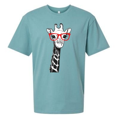 Giraffe With Red Glasses Gift For Zoo Animal Lovers Gift Sueded Cloud Jersey T-Shirt