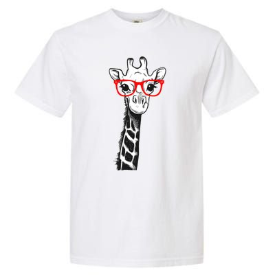 Giraffe With Red Glasses Gift For Zoo Animal Lovers Gift Garment-Dyed Heavyweight T-Shirt