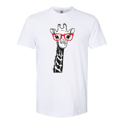 Giraffe With Red Glasses Gift For Zoo Animal Lovers Gift Softstyle CVC T-Shirt