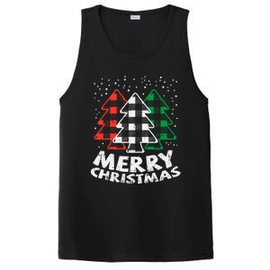 Green White Red Buffalo Plaid Merry Christmas Trees Gift PosiCharge Competitor Tank