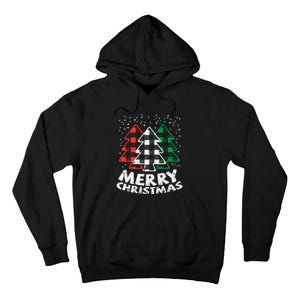 Green White Red Buffalo Plaid Merry Christmas Trees Gift Tall Hoodie