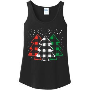 Green White Red Buffalo Plaid Christmas Trees Cute Snow Gift  Ladies Essential Tank