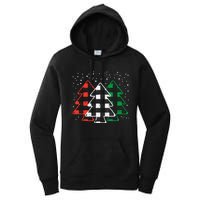 Green White Red Buffalo Plaid Christmas Trees Cute Snow Gift  Women's Pullover Hoodie