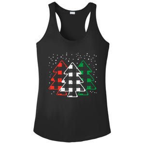 Green White Red Buffalo Plaid Christmas Trees Cute Snow Gift  Ladies PosiCharge Competitor Racerback Tank