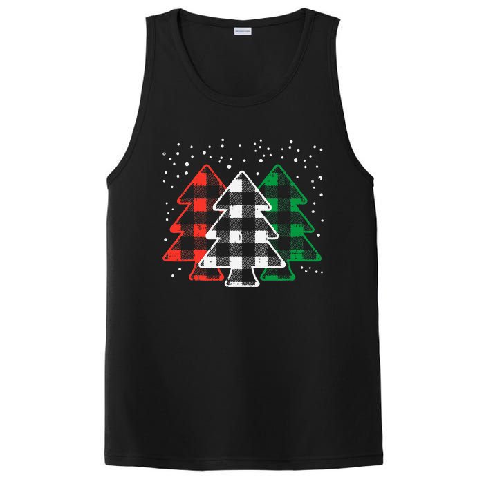 Green White Red Buffalo Plaid Christmas Trees Cute Snow Gift  PosiCharge Competitor Tank