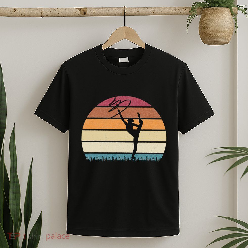 Gymnast With Ribbon In Retro Sunset Rhythmic Gymnastics T-Shirt