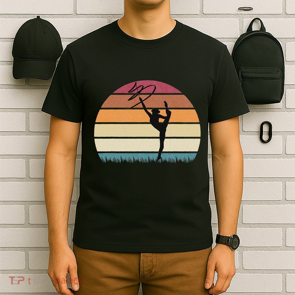 Gymnast With Ribbon In Retro Sunset Rhythmic Gymnastics T-Shirt